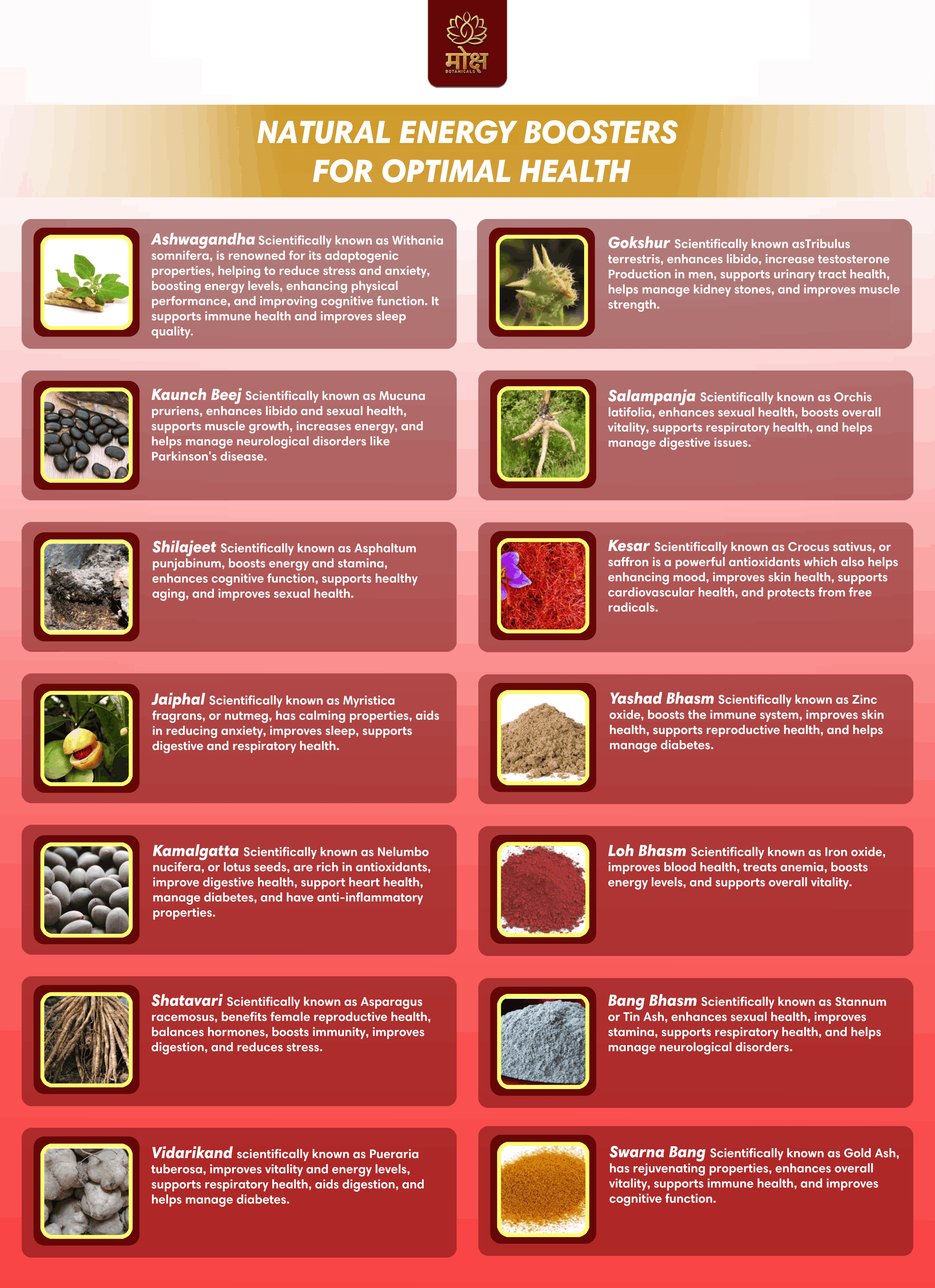 Ashwagandha, gokshur, kesar, shilajit, shatavari, swarna bang, ingredients Moolveer benefits
