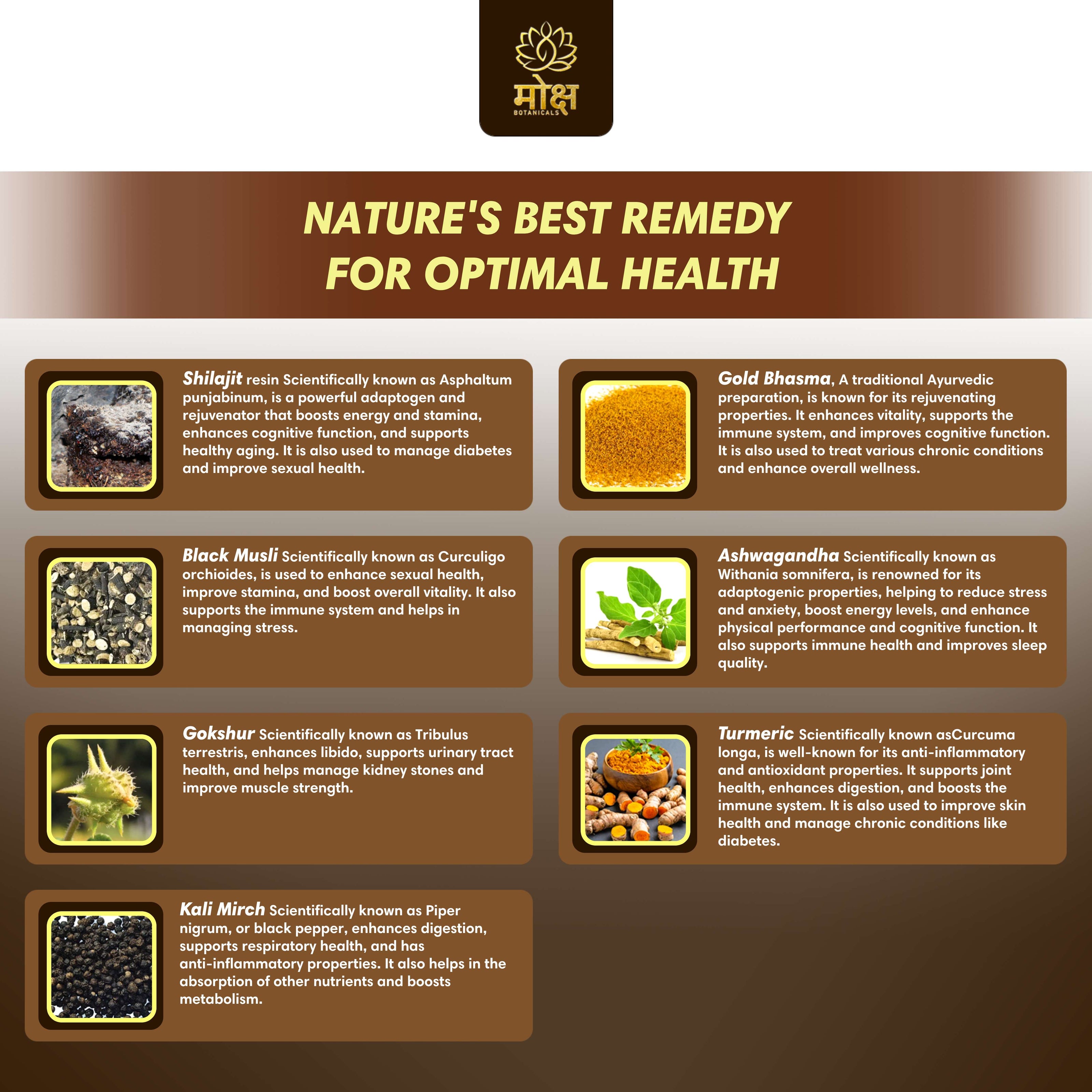 Veeratva shilajit by moksha botanicals ingredients benefits infographic